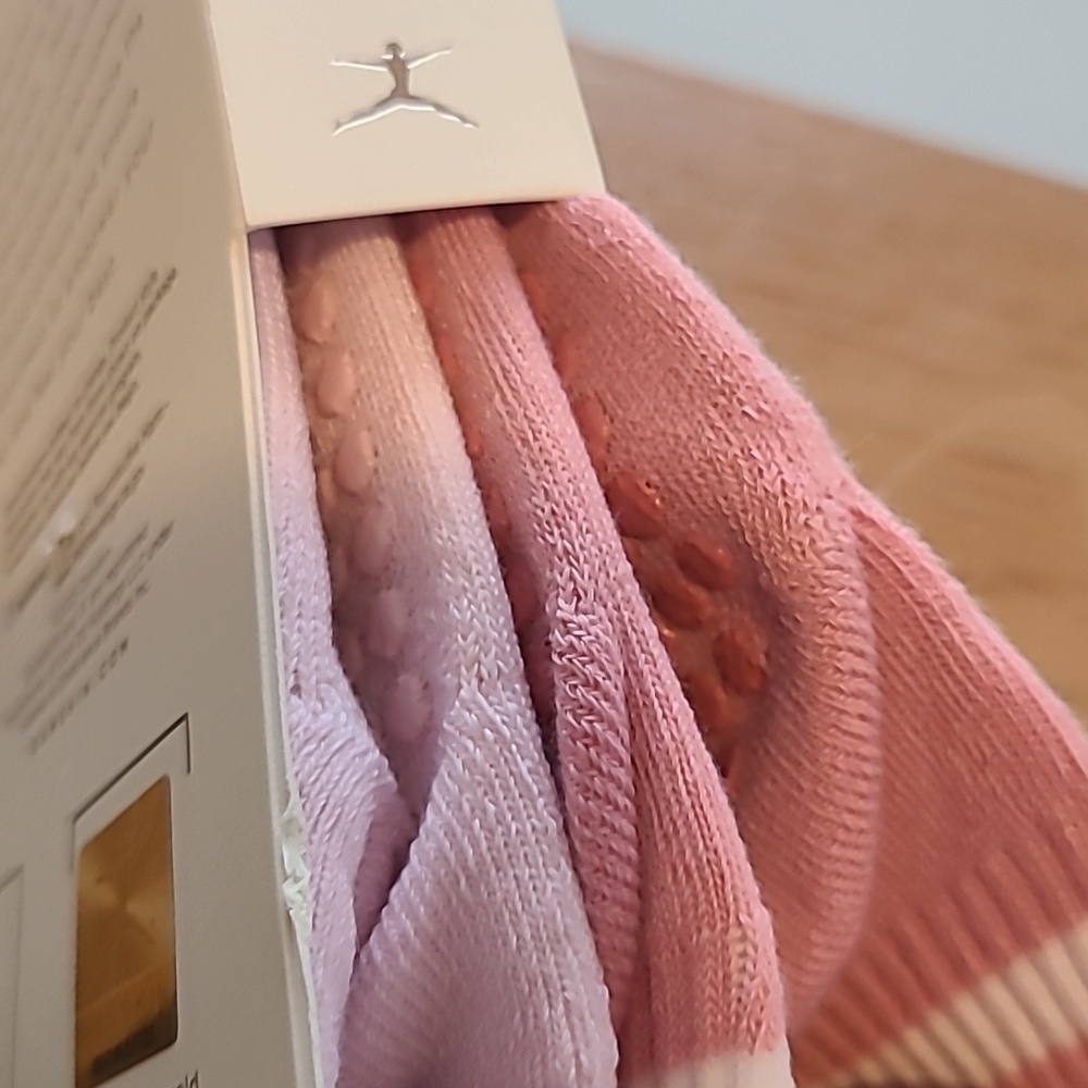 Danskin Pink Crew Grip Socks with White Stripe - 2 Pack - Picture 5 of 5